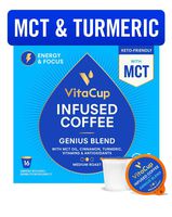 VitaCup Genius Coffee Pods | Energy & Focus | Keto | MCT, Turmeric & Cinnamon | Vitamins B1, B5, B6, B9, B12, D3 | Compatible with Single Serve K-Cup Brewers Including Keurig 2.0, 16 Count