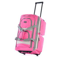 Olympia 8 Pocket Rolling Duffel Bag, Hot Pink