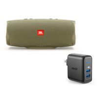 JBL Charge 4 Portable Waterproof Wireless Bluetooth Speaker Bundle with Anker 2-Port Wall Charger - Sand