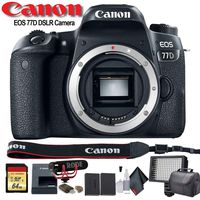 Canon EOS 77D DSLR Camera (International Model) (1892C001) W/Bag, Extra Battery, LED Light, Mic, Filters and More - Advanced Bundle