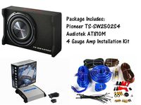 Package- Pioneer TS-SWX2502 Shallow-Mount Subwoofer + Monoblock 1CH 1200W Amplifier + 4 Gauge Amplifier Installation Kit