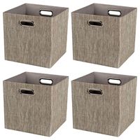 Posprica Storage Bins,11×11 Foldable Storage Cubes Boxes Container Closet Organizer Shelf Cabinet Bookcase,Thick Fabric Drawer Container - 4pcs,Coffee