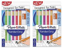 Paper Mate Handwriting Triangular Wood case Pencil Set with Sharpener, HB #2, Fun Barrel Colors (2-Pack)
