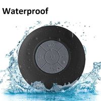 Shower Speaker Bluetooth Waterproof Water Resistant Hands-Free Portable Wireless, Built-in Microphone, Solid Suction Cup, Long Play Time, Black