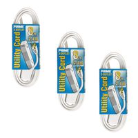 Prime Wire & Cable EC820608-3-Pk 8-Feet 16/3 SPT-2 3-Outlet Utility Indoor Cord, 3-Pack, White