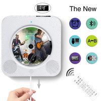 Portable Bluetooth CD Player, Wall Mountable Portable CD Player with Screen, Home Audio with Remote Control Built-in HiFi Speaker, USB Drive Player, MP3 3.5mm Headphone Jack & Aux Input/Output, White