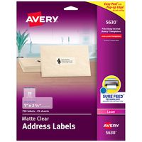 Avery Matte Frosted Clear Address Labels for Laser Printers, 1" x 2-5/8", 750 Labels (5630)
