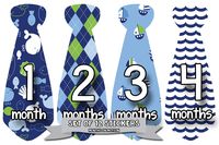 Months In Motion Monthly Baby Tie Stickers - Boy Month Milestone Necktie Sticker - Shower Gift - Photo Prop - Infant Keepsakes - Style 754