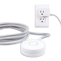Cordinate, White/Gray, Designer Switch Plug with Braided Cord, 6 Ft Long Power Cable, for Tabletop or Wall Mount, Perfect for Lamps/Seasonal Lights, 3 Prong, Slip Resistant Base, 41095