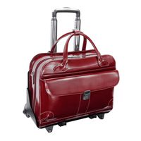 Checkpoint-Friendly Women's Laptop Briefcase, Leather, Mid-Size, Red - Lakewood | McKlein - 96616