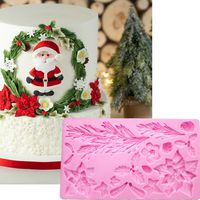 Wootkey Large Christmas Tree Poinsettia Silicone Fondant Mold Gum Paste Sugarcraft Mold Cake Decorating Tools