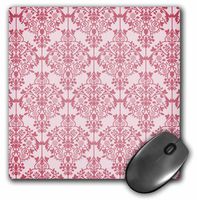 3dRose LLC 8 x 8 x 0.25 Inches Pretty Pink and White Interconnected Damask Pattern Mouse Pad (mp_152263_1)