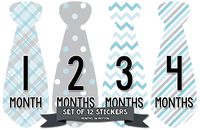 Months In Motion Monthly Baby Tie Stickers - Boy Month Milestone Necktie Sticker - Shower Gift - Photo Prop - Infant Keepsakes - Style 704
