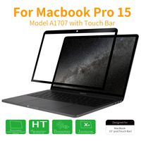 iKammo Clear Screen Protector Compatible Apple MacBook Pro 15 A1707 A1990 (with Touch Bar,Released 2016/2017/2018),HD Clear Anti Scratch Bubble Free Screen Protector,Black Frame