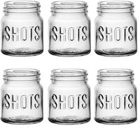 Circleware 42785 Mini Mason Jar Heavy Base Shot Glasses, Set of 6, Fun Party Home Entertainment Dining Beverage Drinking Glassware Tumbler Whiskey Coffee Espresso Liquor Bar Jello Cups, Block, 4.9 oz
