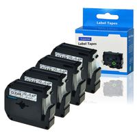 SuperInk 4 Pack Black on Clear Label Tape Compatible for Brother MK131 M-K131 M131 PT-100 PT-45 PT-55 PT-65 PT-70 PT-80 PT-85 PT-90 Thermal P-Touch Printer(12mm 1/2inch x 8m 26.2ft)