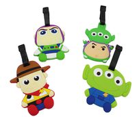 Finex Set of 4 - Toy Story Woody Buzz Lightyear Squeeze Alien Luggage ID Tag Bags with Adjustable Strap