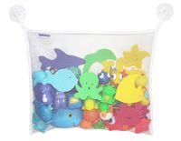 Toyganizer Bath Toy Organizer + 2 Bonus Strong Hooked Suction Cups, White