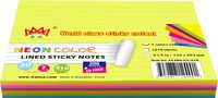 4A Sticky Notes,6 x 8 Inches,Large Size,7 Neon Color Assorted,Lined,Self-Stick Notes,210 Sheets/Pad,1Pad/Pack,4A 608-N-L-210