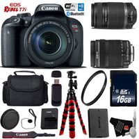 Canon EOS Rebel T7i DSLR Camera with 18-135mm is STM Lens & 55-250mm is II Lens + Flexible Tripod + UV Protection Filter + Professional Case + Card Reader - International Version