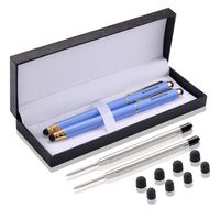 Stylus,iDream365(TM) 2pcs 3-in-1 Stylus Pen(5.7" Length,Stainstainless Steel) for All Capacitive Touch Screen Smartphones,Tablets PC(Extra 2 Refills+8 Rubber Tips) with Gift Box-Peacock Blue/Gold