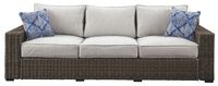 Signature Design by Ashley - Alta Grande Outdoor Sofa with Cushion - Beige & Brown