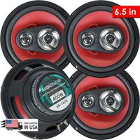 2 Pairs of Audiobank 6.5" 400 Watt 3-Way Red Car Audio Stereo Coaxial Speakers - AB1670 (4 Speakers)