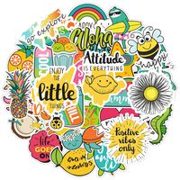 (57 Pack) Vsco Stickers for Teen Girls | Creative Cute Aesthetic Trendy Waterproof Vinyl Sticker Pack for Hydro Flask Yeti Water Bottles Laptop Phone Case Luggage | Girls Power Positive Pink Yellow