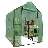 Mini Walk-in Greenhouse Indoor Outdoor -2 Tier 8 Shelves- Portable Plant Gardening Greenhouse (57L x 57W x 77H Inches), Grow Seeds & Seedlings, Herbs Flowers or Tend Potted Plants