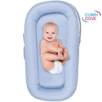 CubbyCove Classic -The Truly Breathable Baby Lounger- Portable Nest for Cosleeping, Tummy Time and Playing. Super Soft and Includes Canopy (Blue).