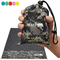 BEARZ Outdoor Beach Blanket, Waterproof Picnic Blanket 55″x60″ - Lightweight Camping Tarp, Compact Pocket Blanket, Festival Gear, Sand Proof Mat for Travel, Hiking, Sports - Packable w/Bag (Camo)