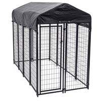 Lucky Dog 60548 8' x 4' x 6' Welded Wire Outdoor Dog Kennel with Heavy Duty Cover, Black