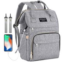 Diaper Bag Backpack, Mokaloo Large Baby Bag, Multi-functional Travel Back Pack, Anti-Water Maternity Nappy Bag Changing Bags with Insulated Pockets Stroller Straps and Built-in USB Charging Port, Gray