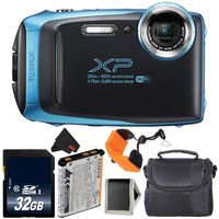 Fujifilm FinePix XP130 Waterproof Digital Camera 2018 Version (Sky Blue) Bundle with 32GB Memory Card - International Version with 1 Year Seller Warranty