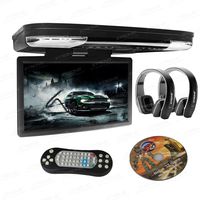 XTRONS 15.6 Inch 1080P Video HD Digital Widescreen Car Overhead Coach Caravan Roof Flip Down DVD Player Game Disc HDMI Port New Version Black IR Headphones Included