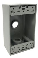 Sealproof 1-Gang 3 1/2-Inch Holes Weatherproof Rectangular Exterior Electrical Outlet Box with 3 Outlet Holes, Three 1/2" Holes, Single Gang, UL Listed