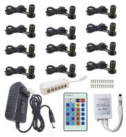 1.5W 12VDC Dimmable LED Mini Spotlight Jewelry Showcase Display Lights Black Shell Surface Mount with Wireless IR Dimmer (Pack-12,Cold White)