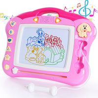 iFixer Magnetic Drawing Board, Musical Light Doodle Board Gift for Kids Girl with Sound, Pink