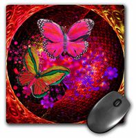 3dRose LLC 8 x 8 x 0.25 Inches Bright Oranges, Reds, Pinks, Blues, Purples and Abstract Butterflies, Mouse Pad (Mp_128824_1)