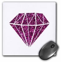 3dRose Cool Magenta Pink Glitter Diamond Mouse Pad, 8" x 8" (mp_200917_1)