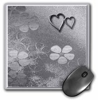 3dRose LLC 8 x 8 x 0.25 Inches Two Silver Heart with Flowers Mouse Pad (mp_15250_1)