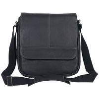 Kenneth Cole REACTION Manhattan Full-Grain Colombian Leather Anti-Theft RFID Crossbody Tablet Bag, Black, 12.1"