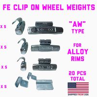 Gallardo Tire Products 20 Pieces assortments Fe Clip ON Wheel Weights .25 .50 .75 1.0 (5 of Each) Alloy Rim AW Type