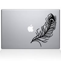 The Decal Guru Peacock Feather MacBook Decal Vinyl Sticker - 13" MacBook Air - Black (1148-MAC-13A-BLA)