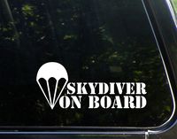 Sweet Tea Decals Skydiver On Board - 8 3/4" x 3 3/4"- Vinyl Die Cut Decal/Bumper Sticker for Windows, Trucks, Cars, Laptops, Glasses. Mugs, Etc.