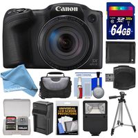 Canon PowerShot SX420 IS Wi-Fi Digital Camera (Black) with 64GB Card + Case + Flash + Battery + Charger + Tripod + DigitalAndMore Deluxe Accessory Kit for SX420