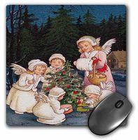 3dRose LLC 8 x 8 x 0.25 Inches Little Angels Decorating The Tree Outside Mouse Pad (mp_60416_1)