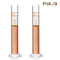 ULAB Scientific Glass Measuring Cylinder 250ml, 3.3 Boro Round Base, Pack of 2, UMC1002