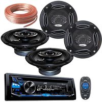 Package Bundle - JVC KD-RD87BT USB/AUX/CD Pandora USB Bluetooth Receiver With 2 Pairs of K65.4 6.5-Inchs 6-1/2" 400W 4-Way / 4 Speakers + 100Ft Cable