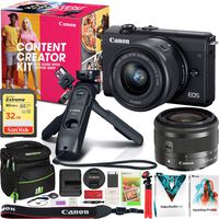 Canon EOS M200 Content Creator Kit with M200 Mirrorless Digital Camera + EF-M 15-45mm is STM Lens + HG-100TBR Tripod Grip + BR-E1 Wireless Remote Bundle with Deco Gear Case + Software and Accessories